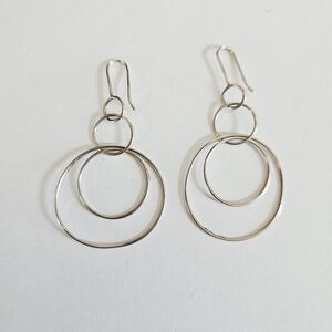 Vintage Silpada 925 Sterling Silver "Space Out" Circle Hoop Dangle Earrings